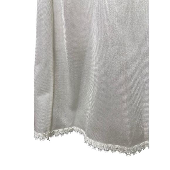 Vintage 60s Euro White Satin Nylon Scallop Lace Mini Slip Dress Women’s Size S - Picture 6 of 9